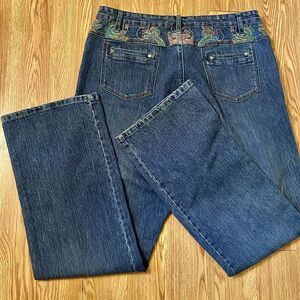 Cosmopolitan Women Jeans Szโ 18 Stretch Boot Cut Flare Embellished Embroidered J